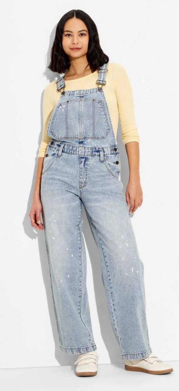 Wild Fable Women's Light Wash Distressed Denim Overalls Size L